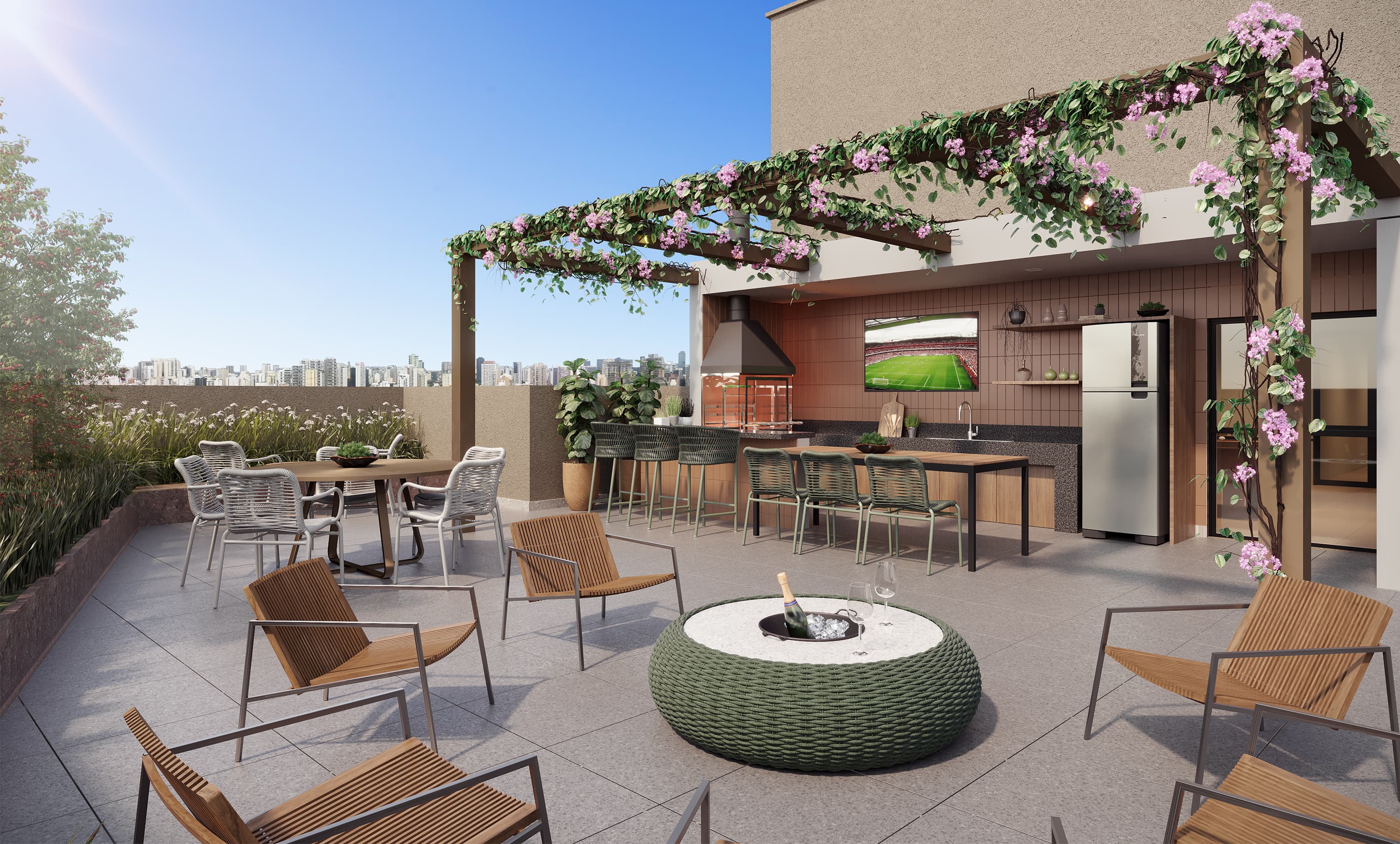 Sports bar com churrasqueira